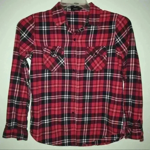 Forever‎ 21 Red, Navy & white Flannel - Picture 1 of 2